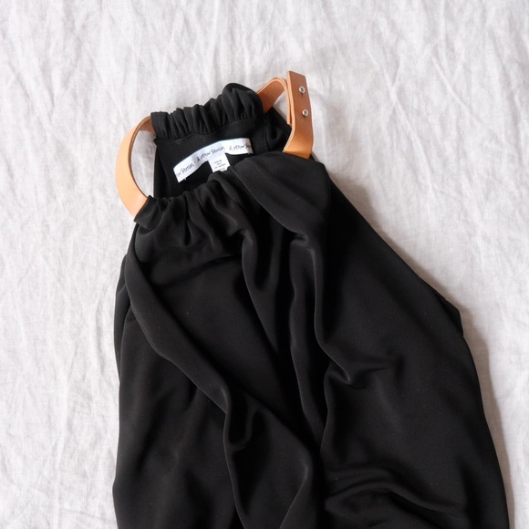 & Other Stories Draped Black Halter Dress with Leather Collar - Picture 4 of 4